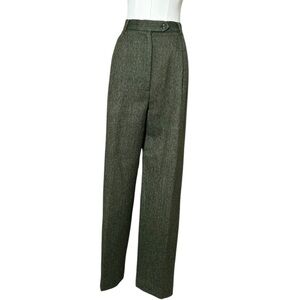 Vintage Ann FreedBeng Green Tweed Wool Trousers| High-Waisted Tapered Leg|Size 8
